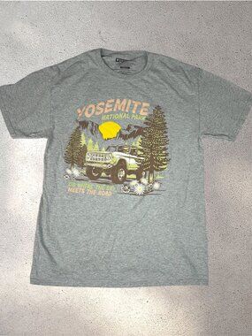 Yosemite National Park Graphic T Shirt Adult Medium Gray Unisex Nature Tee